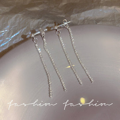 Women's Fashion Silver Needle Long Fringe Earrings-Jewearrings