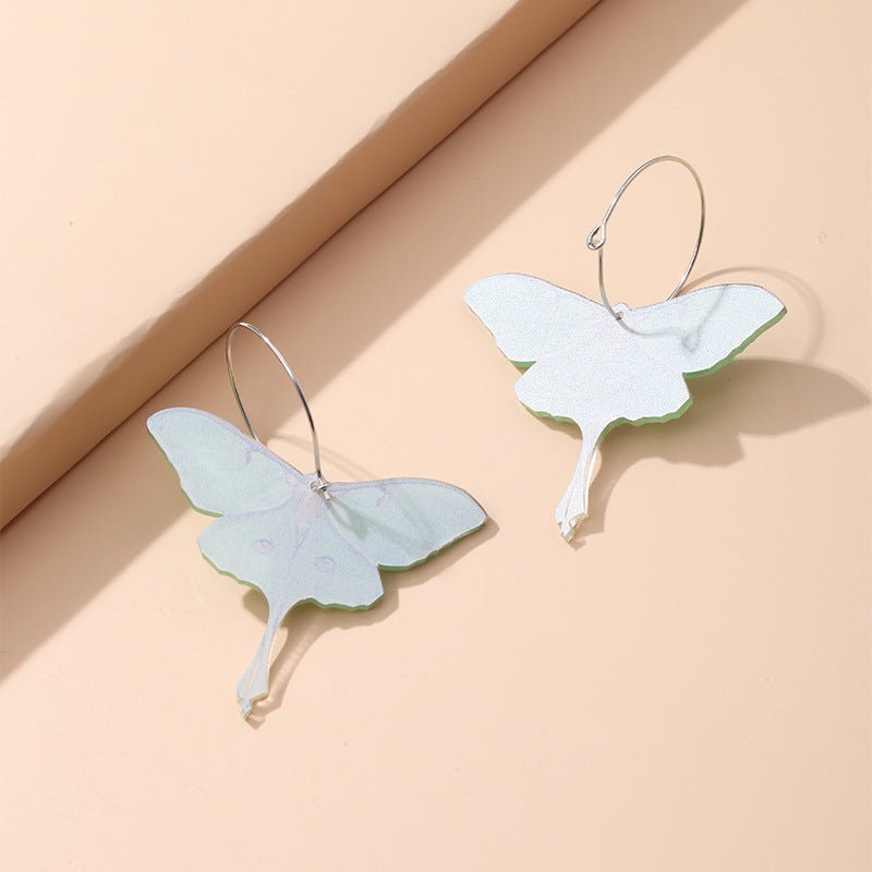 Women's Fashion Simple Acrylic Green Butterfly Moth Earrings-Jewearrings