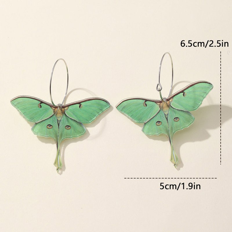 Women's Fashion Simple Acrylic Green Butterfly Moth Earrings-Jewearrings