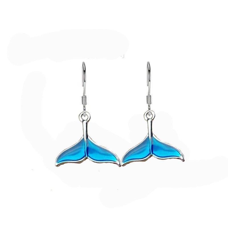 Women's Fashion Simple Blue Ocean Whale Earrings-Jewearrings