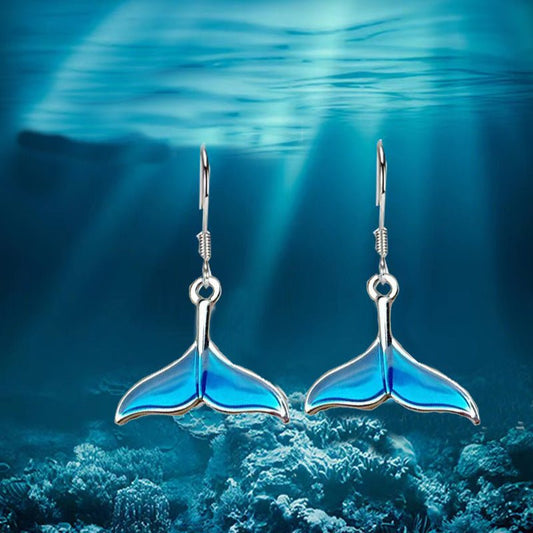 Women's Fashion Simple Blue Ocean Whale Earrings-Jewearrings