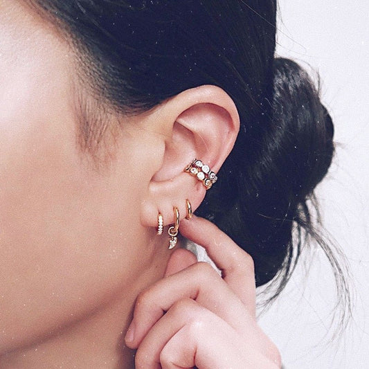 Women's Fashion Simple Diamond Studded Ear Bone Clip Copper Earrings-Jewearrings