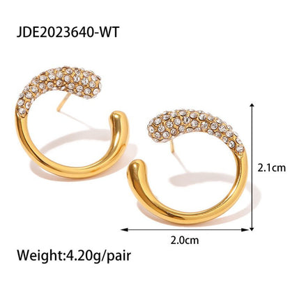 Women's Fashion Simple Gold-plated White Diamond Pearl Stud Earrings-Jewearrings