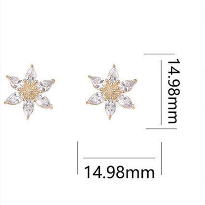 Women's Fashion Simple Shiny Diamond Flowers Stud Earrings-Jewearrings