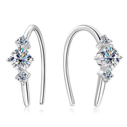 Women's Fashion Sterling Silver Bling Diamond Earrings-Jewearrings