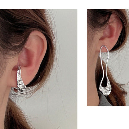 Women's Fashion Sterling Silver Long Textured Earrings-Jewearrings