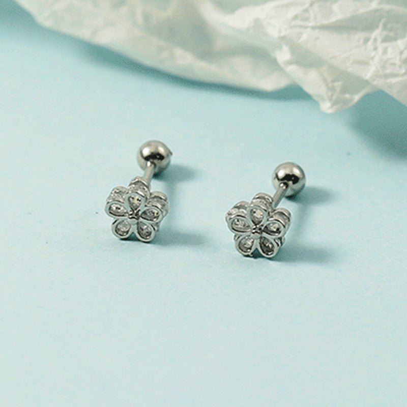 Women's Fashion Temperament Round Beads Flower Stud Earrings-Jewearrings