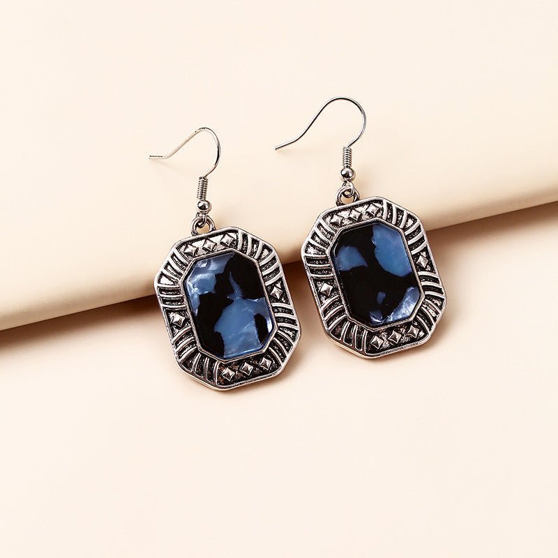 Women's Fashion Trendy Blue Gemstone Alloy Earrings-Jewearrings