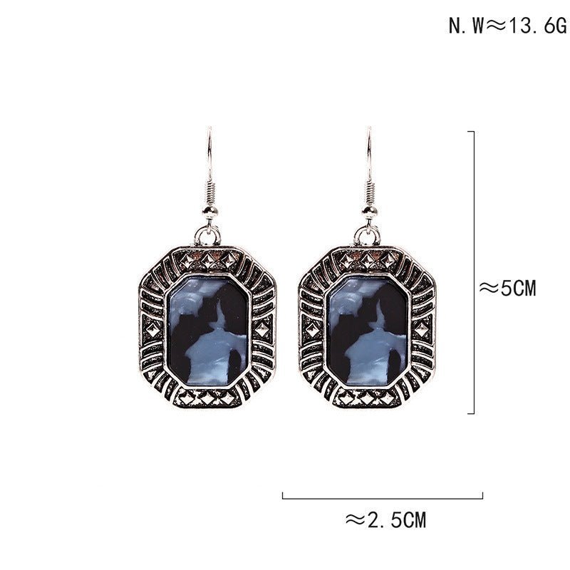 Women's Fashion Trendy Blue Gemstone Alloy Earrings-Jewearrings