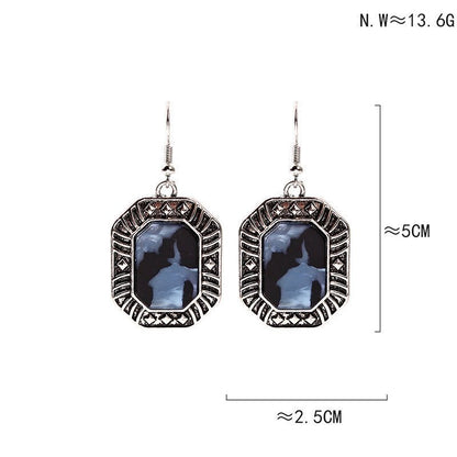 Women's Fashion Trendy Blue Gemstone Alloy Earrings-Jewearrings