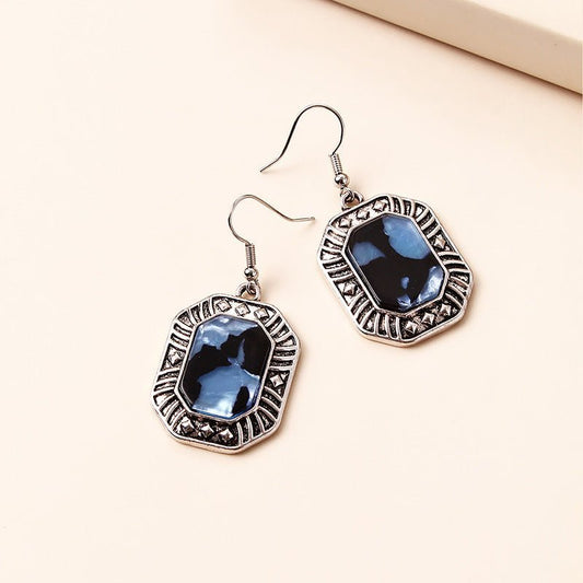 Women's Fashion Trendy Blue Gemstone Alloy Earrings-Jewearrings