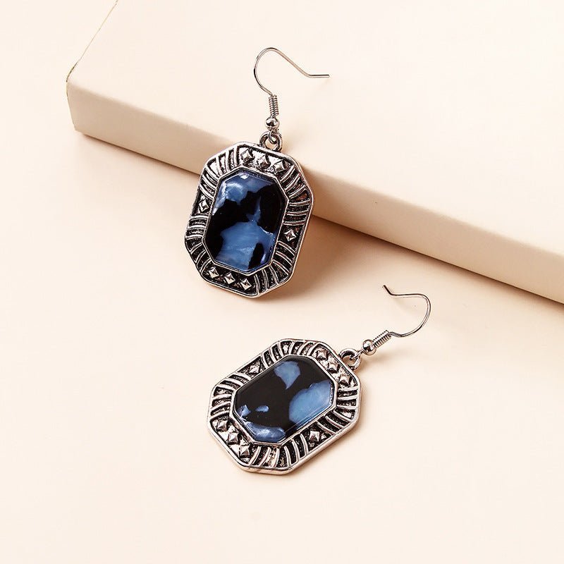 Women's Fashion Trendy Blue Gemstone Alloy Earrings-Jewearrings