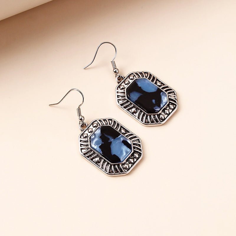 Women's Fashion Trendy Blue Gemstone Alloy Earrings-Jewearrings