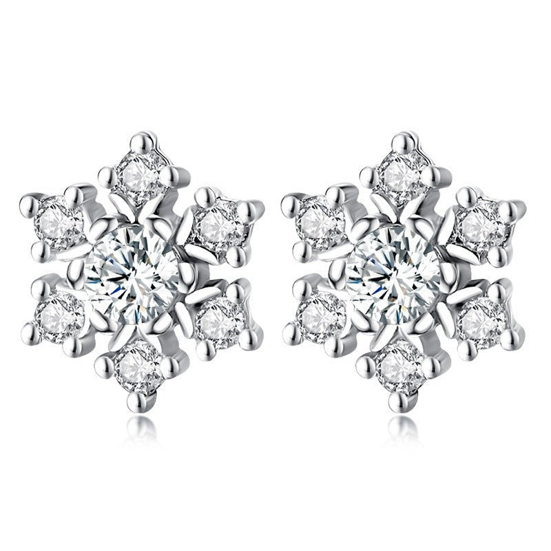 Women's Fashion Zircon Flower Stud Earrings-Jewearrings