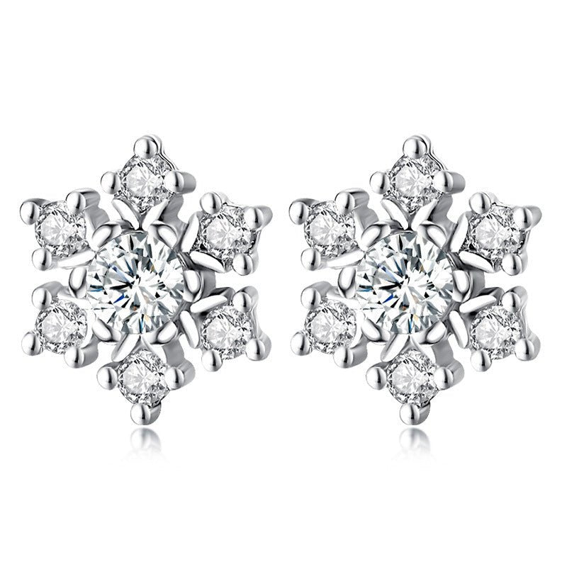 Women's Fashion Zircon Flower Stud Earrings-Jewearrings