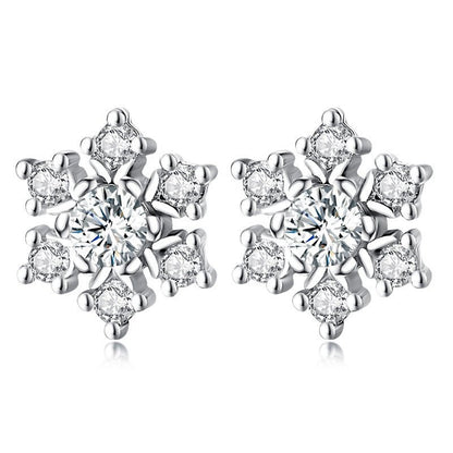 Women's Fashion Zircon Flower Stud Earrings-Jewearrings