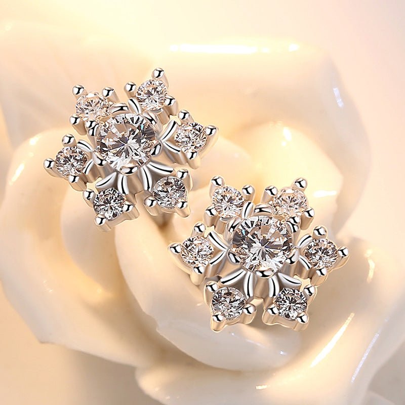 Women's Fashion Zircon Flower Stud Earrings-Jewearrings