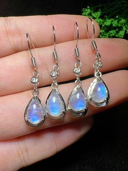 Women's Fashionable All-matching Natural Blue Moonstone Earrings-Jewearrings