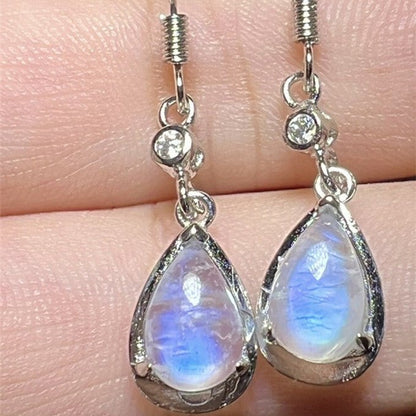 Women's Fashionable All-matching Natural Blue Moonstone Earrings-Jewearrings