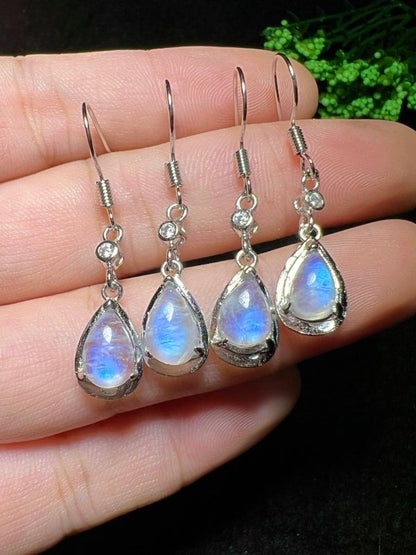 Women's Fashionable All-matching Natural Blue Moonstone Earrings-Jewearrings