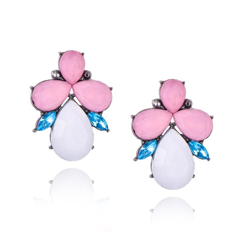 Women's Flower Shaped Stud Earrings Alloy Glass-Jewearrings