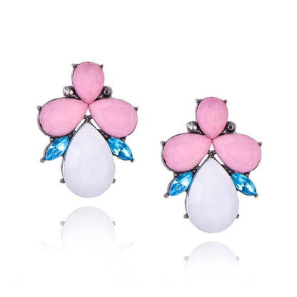 Women's Flower Shaped Stud Earrings Alloy Glass-Jewearrings