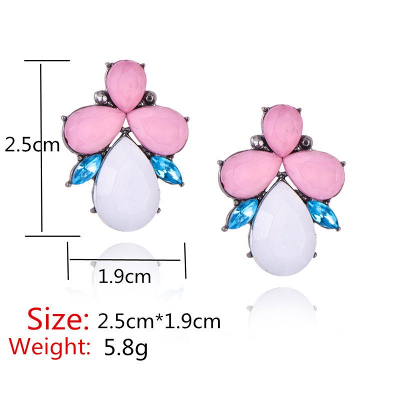 Women's Flower Shaped Stud Earrings Alloy Glass-Jewearrings