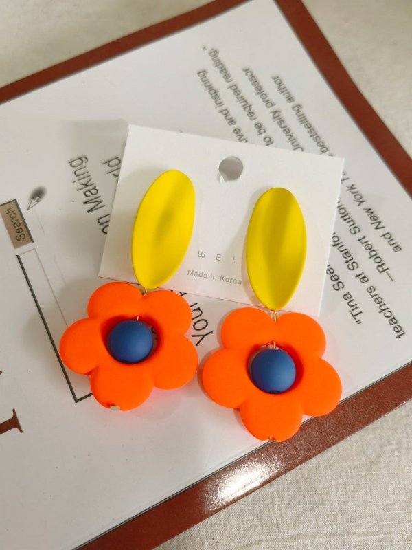 Women's Fluorescent Flower Large Exaggerated Stud Earrings-Jewearrings