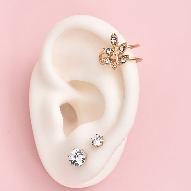 Women's Full Diamond Star Moon Ear Clip Earrings C-Jewearrings