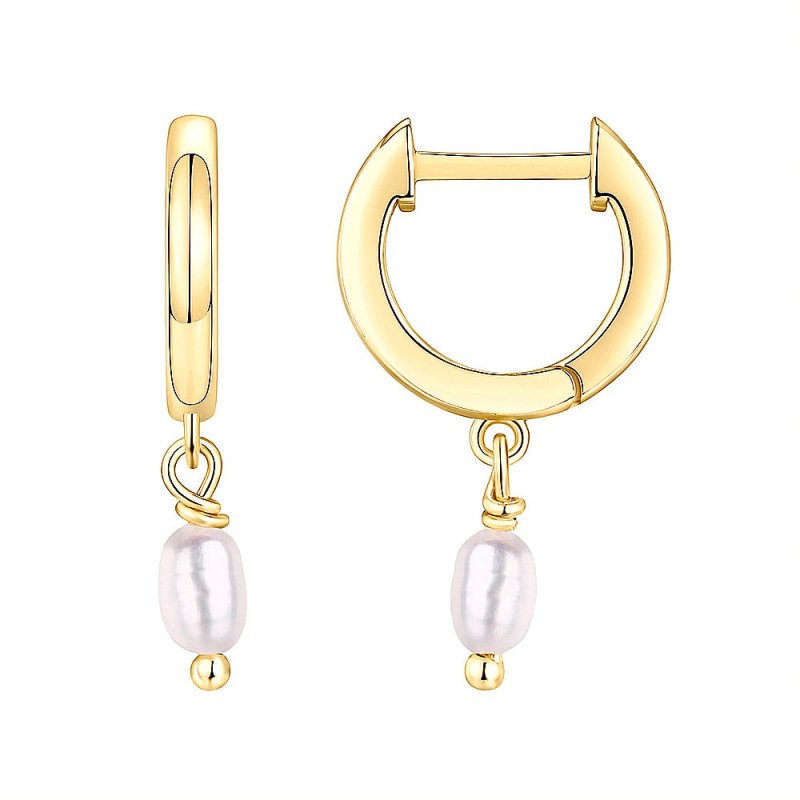 Women's Geometric Diamond Pearl Lock Earrings-Jewearrings