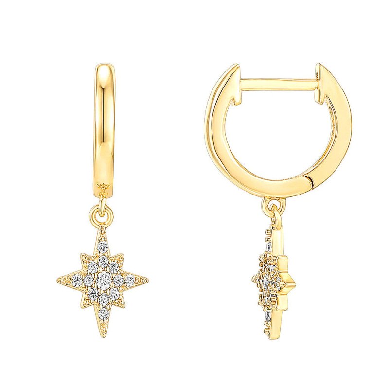 Women's Geometric Diamond Pearl Lock Earrings-Jewearrings