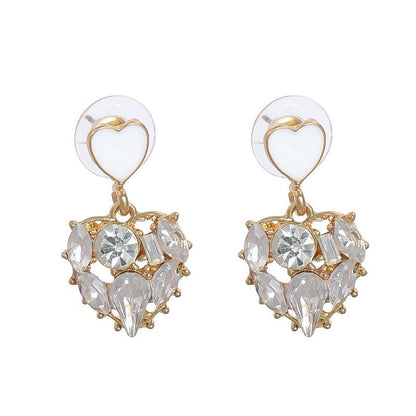 Women's Geometric Heart-shaped Diamond Hollow Stud Earrings-Jewearrings