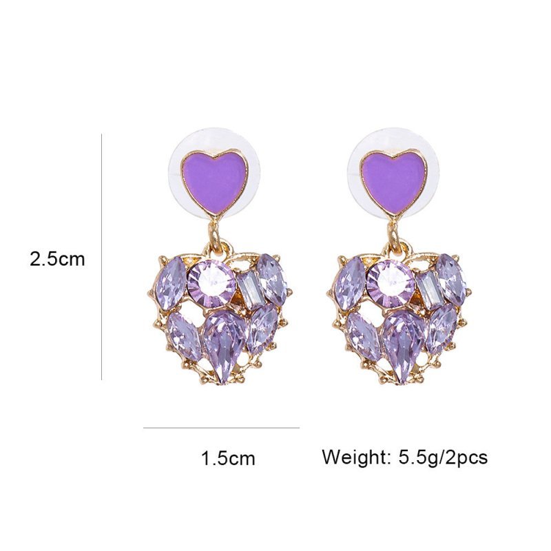 Women's Geometric Heart-shaped Diamond Hollow Stud Earrings-Jewearrings