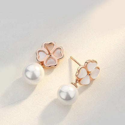 Women's Graceful And Fashionable Sterling Silver Imitation Pearl Shell Pearl Earrings-Jewearrings