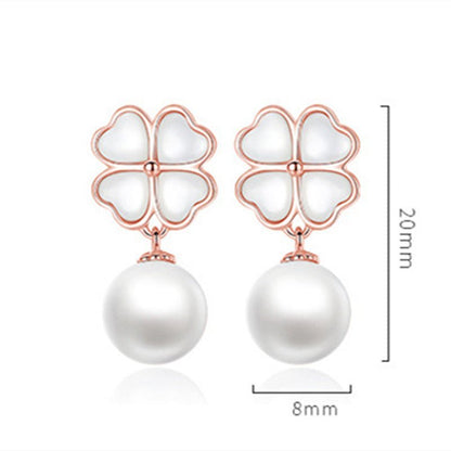 Women's Graceful And Fashionable Sterling Silver Imitation Pearl Shell Pearl Earrings-Jewearrings