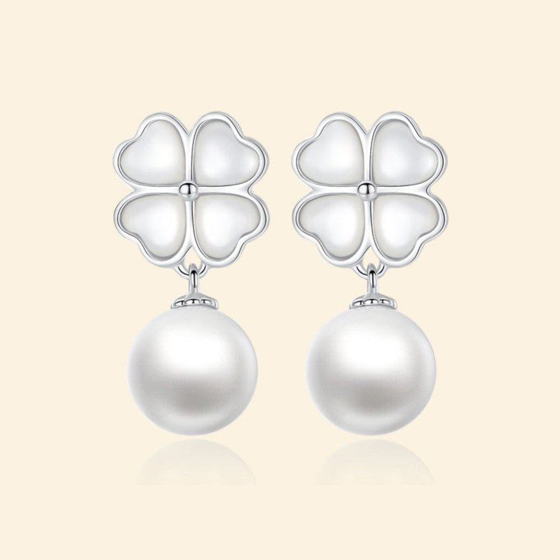 Women's Graceful And Fashionable Sterling Silver Imitation Pearl Shell Pearl Earrings-Jewearrings