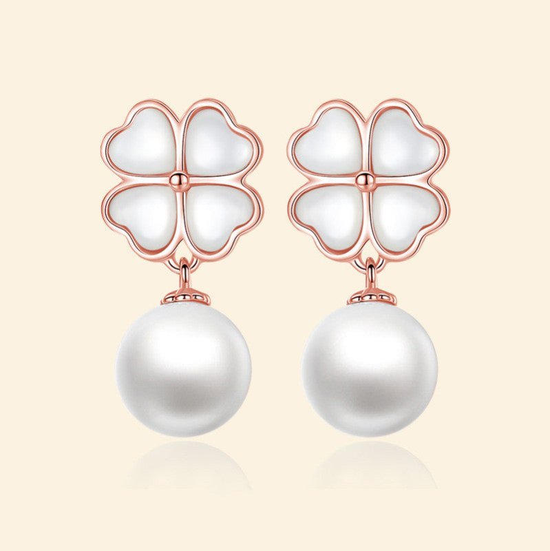 Women's Graceful And Fashionable Sterling Silver Imitation Pearl Shell Pearl Earrings-Jewearrings