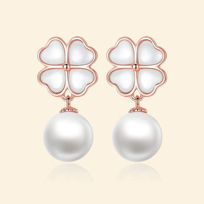 Women's Graceful And Fashionable Sterling Silver Imitation Pearl Shell Pearl Earrings-Jewearrings