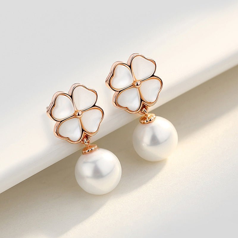 Women's Graceful And Fashionable Sterling Silver Imitation Pearl Shell Pearl Earrings-Jewearrings