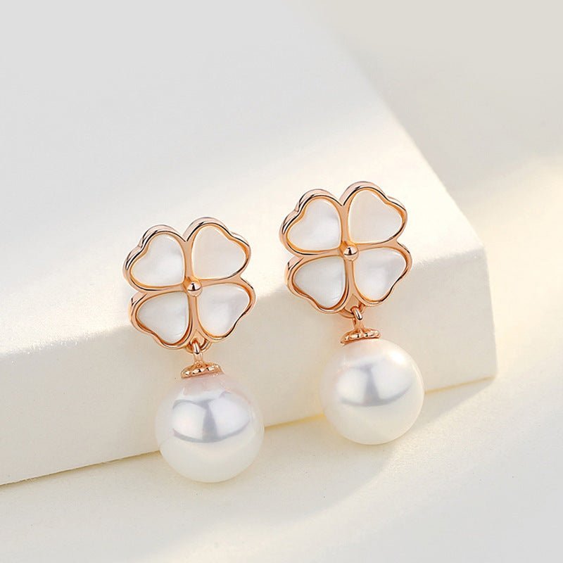 Women's Graceful And Fashionable Sterling Silver Imitation Pearl Shell Pearl Earrings-Jewearrings