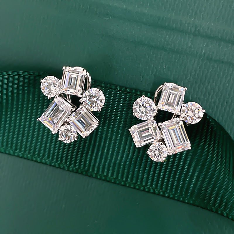 Women's High Carbon Diamond Emerald Earrings 925 Sterling Silver-Jewearrings