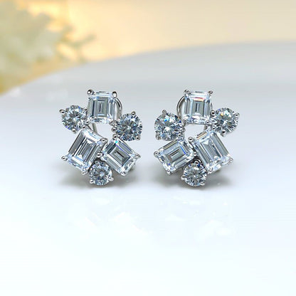 Women's High Carbon Diamond Emerald Earrings 925 Sterling Silver-Jewearrings