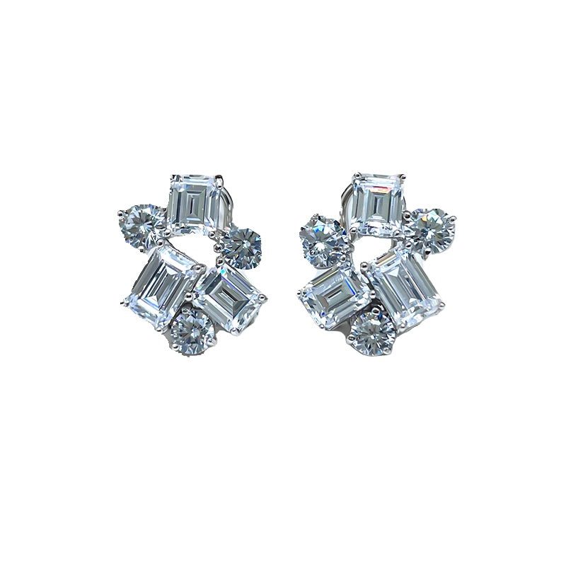 Women's High Carbon Diamond Emerald Earrings 925 Sterling Silver-Jewearrings