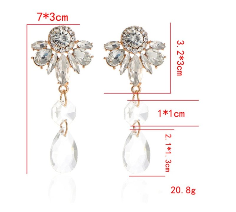 Women's Hong Kong Style Multi-layer Alloy Diamond-studded Shiny Acrylic Flower Crystal Earrings-Jewearrings