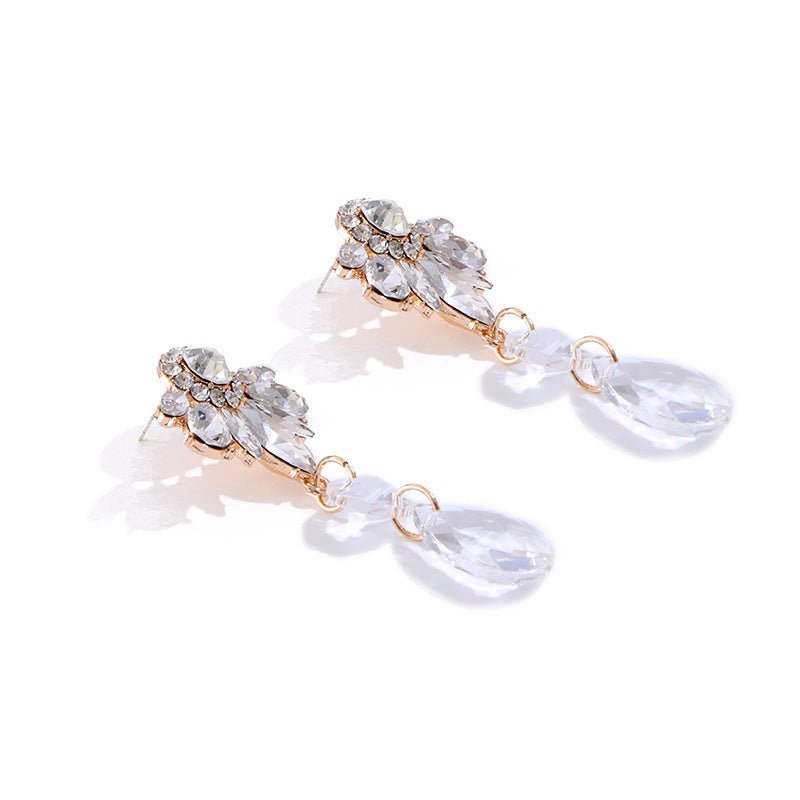 Women's Hong Kong Style Multi-layer Alloy Diamond-studded Shiny Acrylic Flower Crystal Earrings-Jewearrings