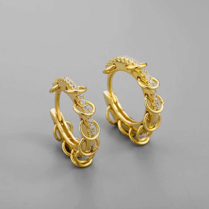 Women's Korean-style Diamond-embedded Gold-plated Ins Internet-famous Versatile Earrings-Jewearrings