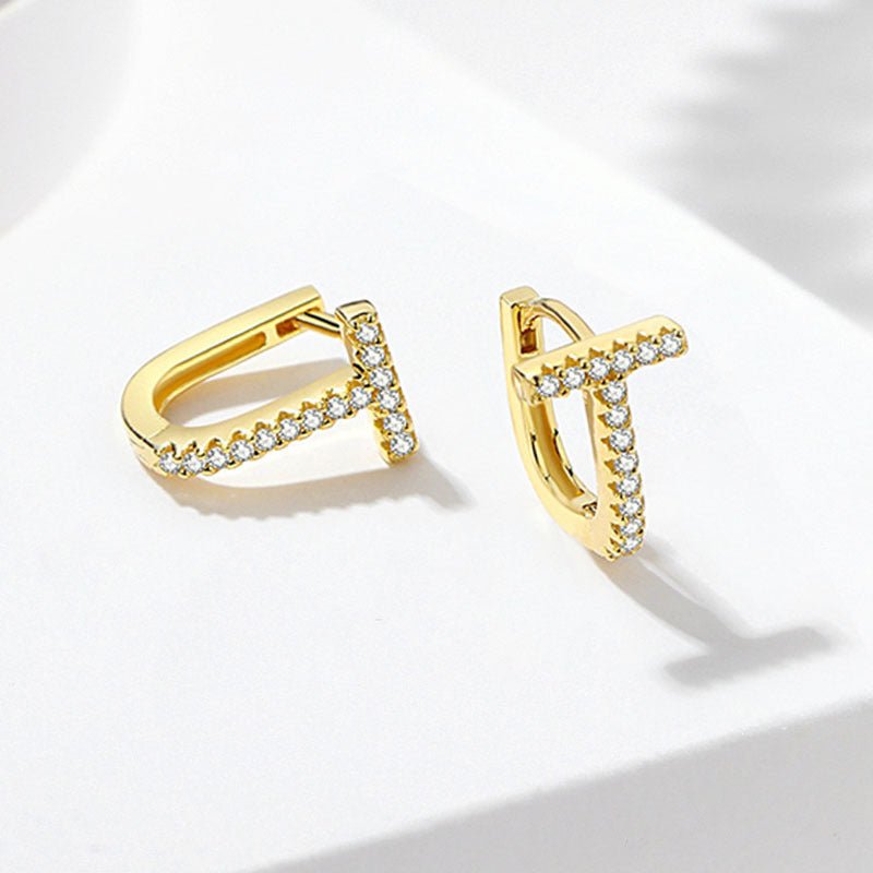 Women's Korean-style Diamond-embedded Gold-plated Ins Internet-famous Versatile Earrings-Jewearrings