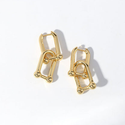 Women's Korean-style Diamond-embedded Gold-plated Ins Internet-famous Versatile Earrings-Jewearrings