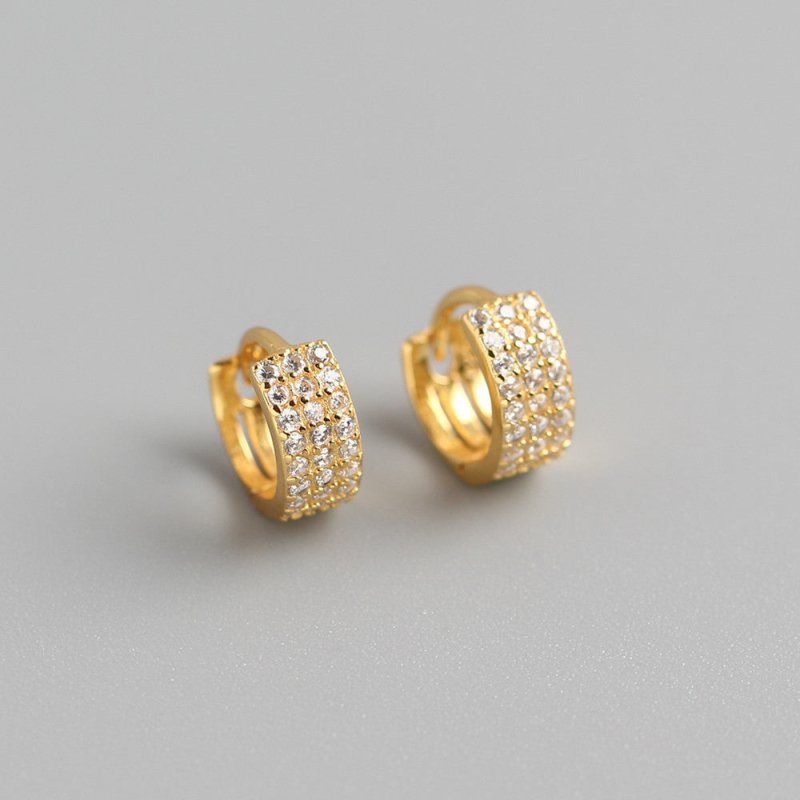 Women's Korean-style Diamond-embedded Gold-plated Ins Internet-famous Versatile Earrings-Jewearrings