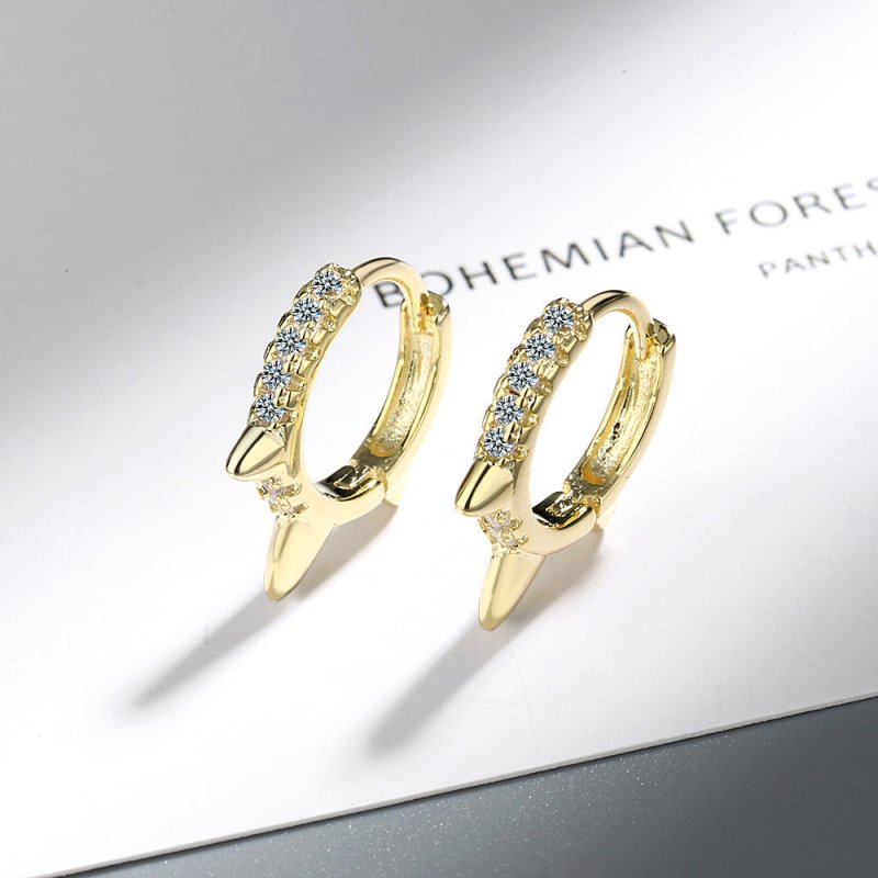 Women's Korean-style Diamond-embedded Gold-plated Ins Internet-famous Versatile Earrings-Jewearrings